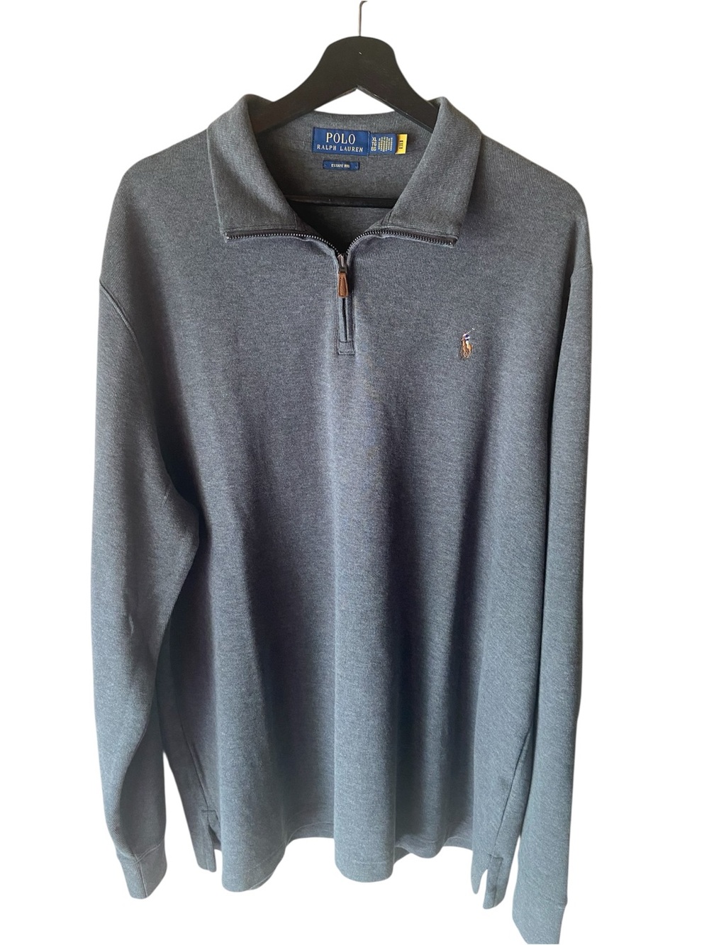 Polo Ralph Lauren Estate Rib Quarter Zip Pullover Sweater Men’s XL Gray Cotton